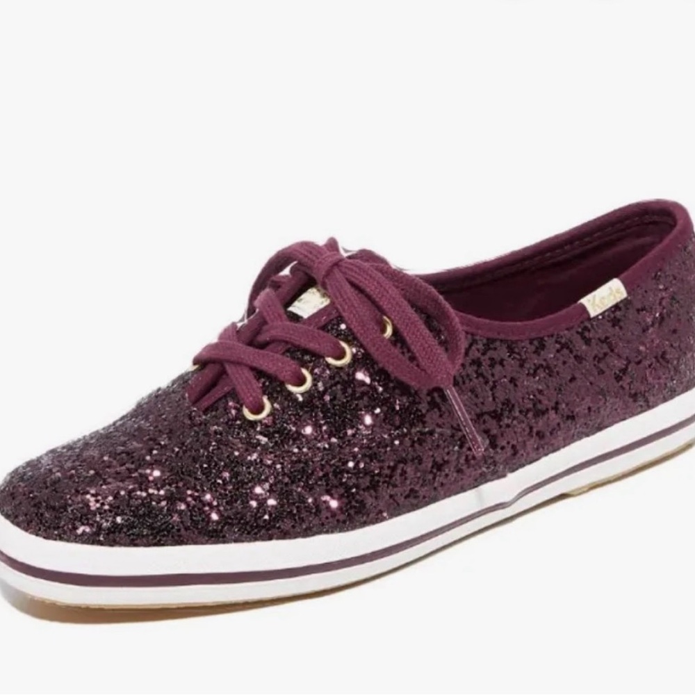 NWT Kate Spade Glitter Deep Cherry Keds Sneakers size 9